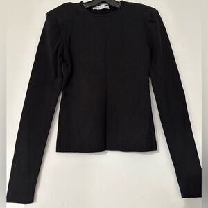 Zara shoulder pad black knit top M